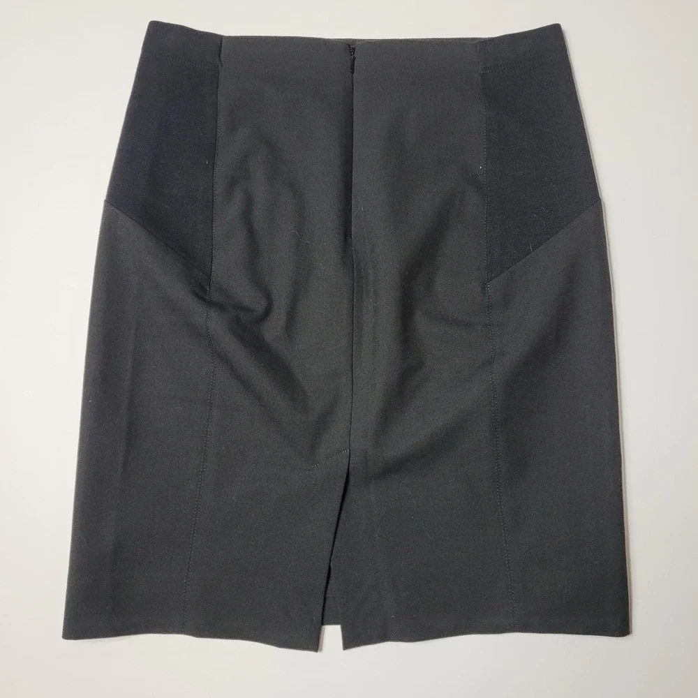 Bcbgmaxazria Women's Straight Pencil Career Skirt Elastic Waist Panel Wool Blend